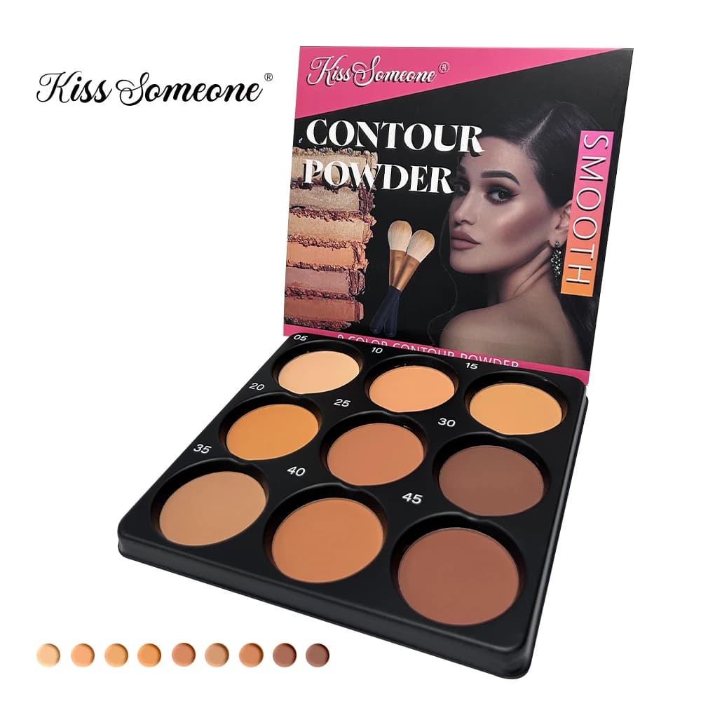 Tavolozza per contorni in polvere da 9 colori, kit per trucco contorno opaco, trucco cosmetico professionale per la bellezza del viso