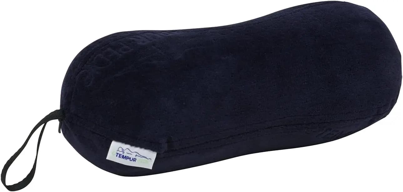 Cuscino da viaggio in memory foam a forma di arachide per supporto di collo e schiena, blu navy