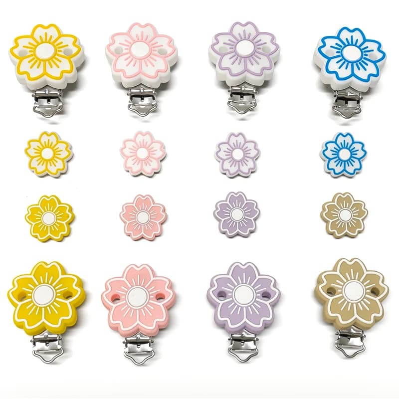 3/10pcs Pacifier Clips Pacifier Chain Sakura Shape Silicone Beads For DIY Jewelry Making Necklace Accessorie
