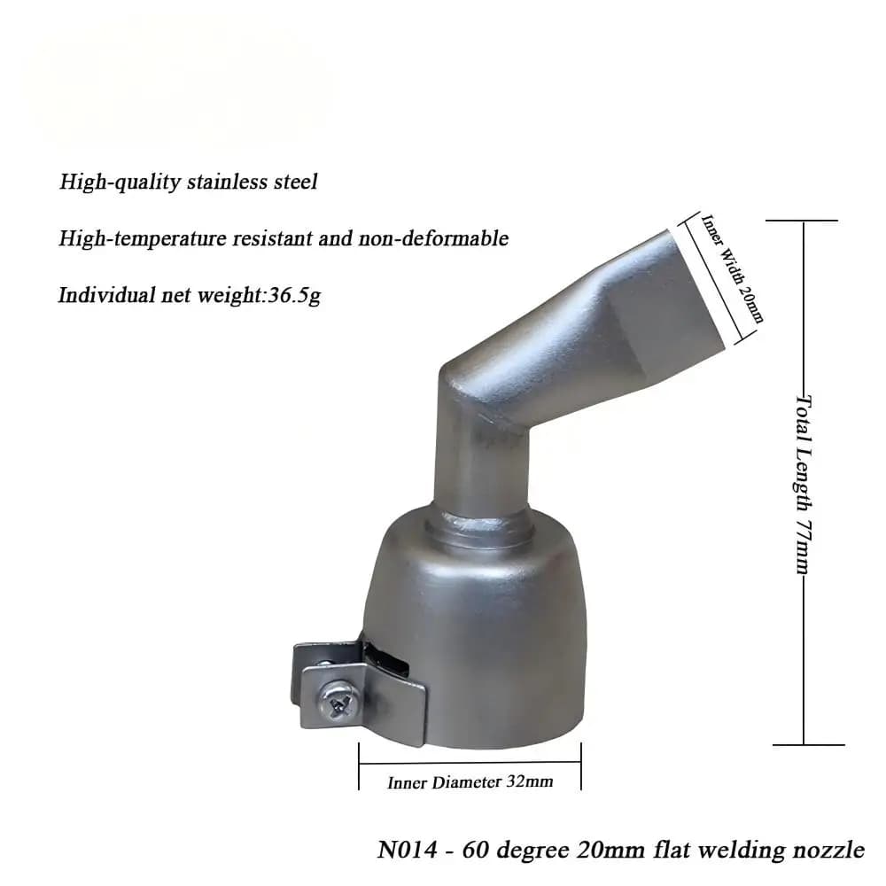 Ugelli per saldatura piatti HLTE da 60 gradi e 20 mm per pistola ad aria calda/pistola termica/pistola per saldatura plastica/accessori per saldatrice a plastica