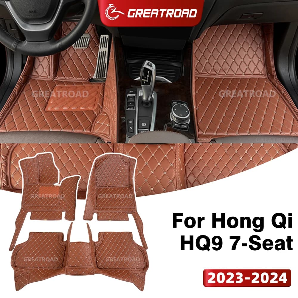 GREATROAD Tappetini Auto Personalizzati per Hong Qi HQ9 (7 Posti) 2023-2024, Copertura Tappeto Auto, Accessori Interni