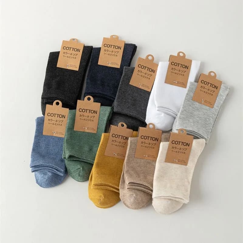 5 pairs 168 needle spring winter man solid color comfortable cotton retro sock long socks fashion man medium style simple