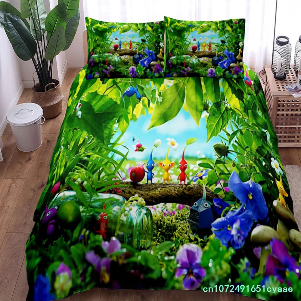 Pikmin Bugs Duvet Cover Set King Queen Double Full Twin Single Size Bed Linen Set Cover With Pillowcase Custom