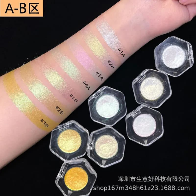 Optical chameleon shades palette with sparkling diamond Polished metallic texture