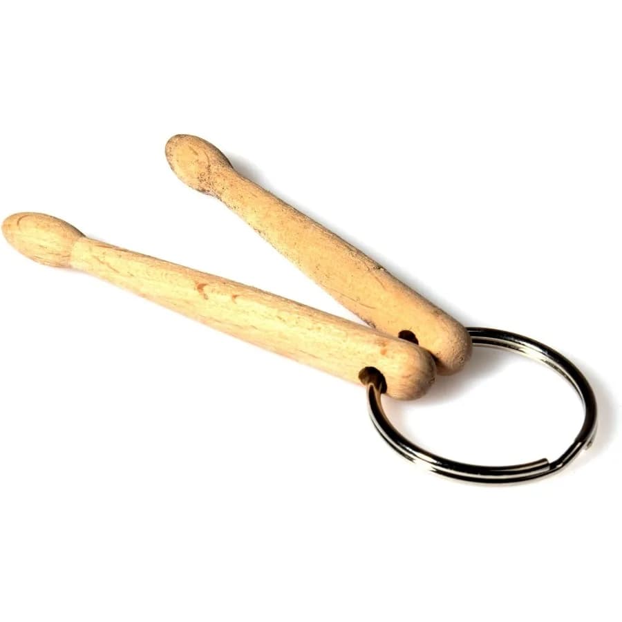 Portachiavi Mini Bacchette da Batteria in Legno Naturale, 2 Bacchette in Miniatura per Batteristi