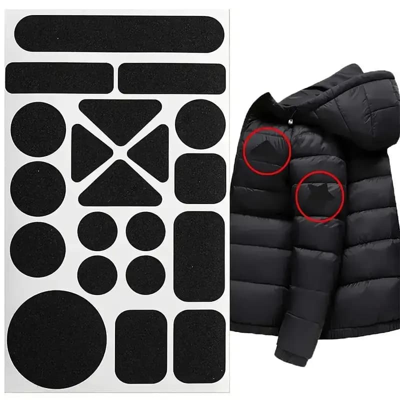 1 set, instant self-adhesive fabric repair patches - Universal black, thermo-adhesive for duvets