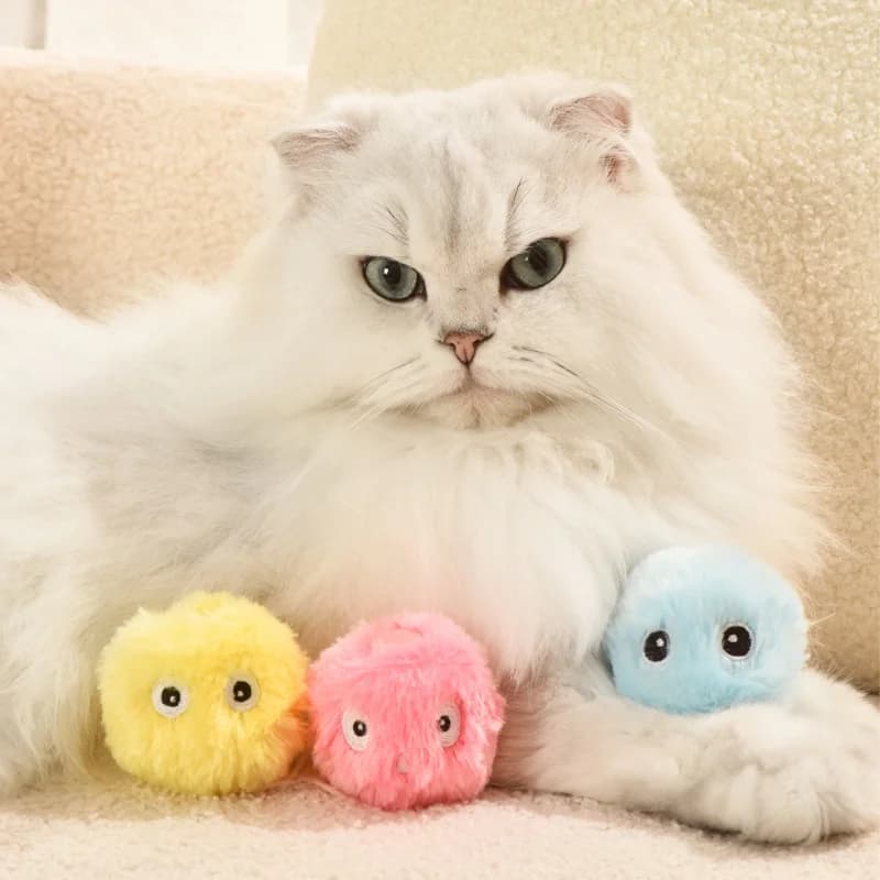 Palla interattiva Giocattoli intelligenti per gatti Peluche elettrico Erba gatta Giocattolo per addestramento Gattino Tocco Suono Prodotto per animali domestici Palla giocattolo con cigolio