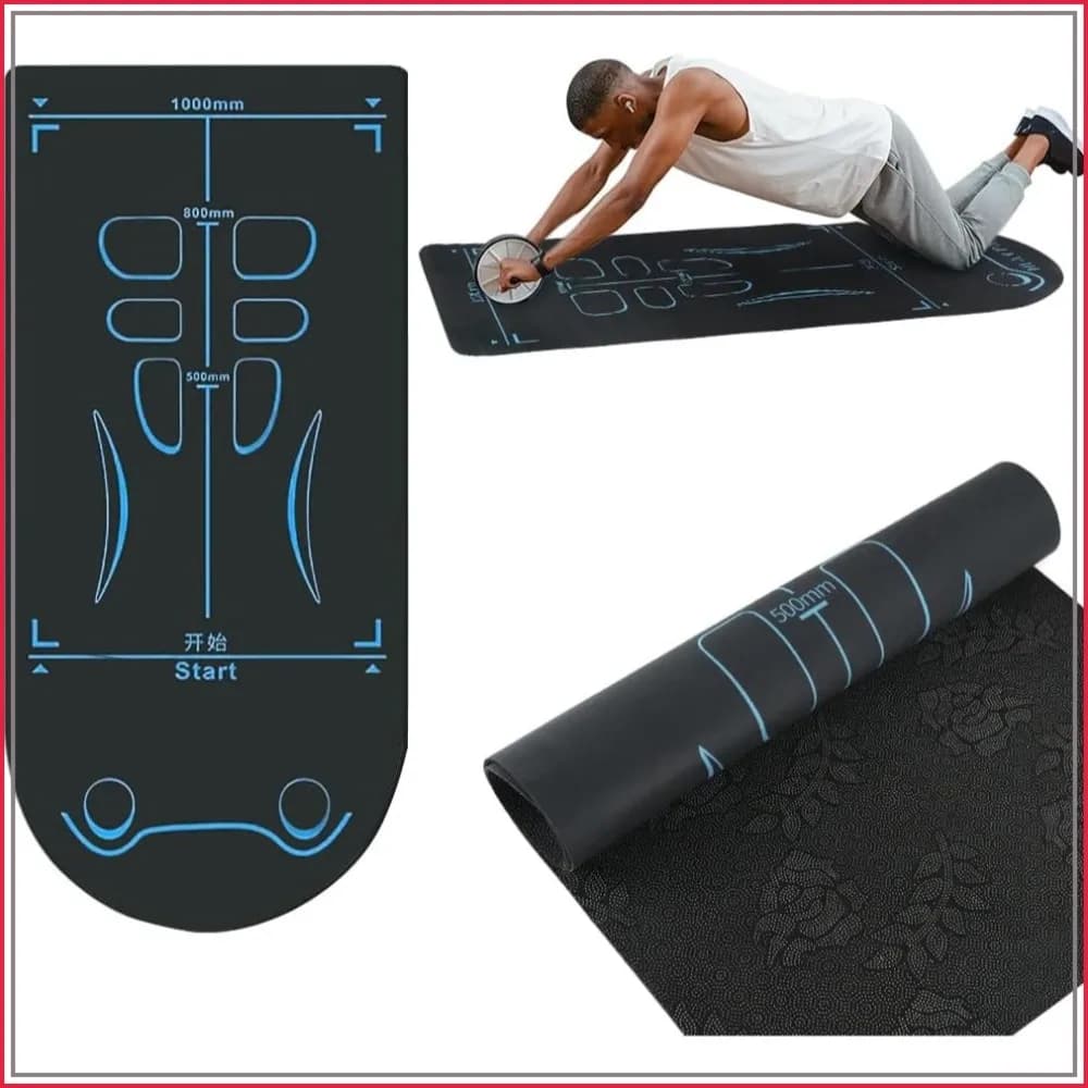 Non-Slip Exercise Mat for Ab Roller Wheel, Extra Long Sound Insulation Knee Mat Joint Protection for Yoga Floor Workouts