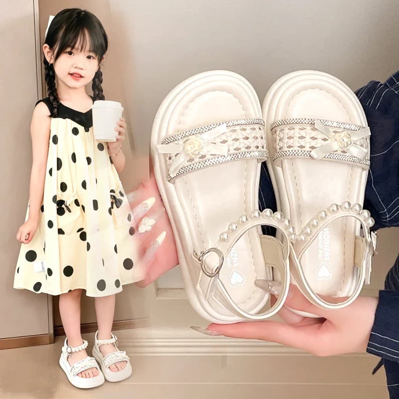 Girls Sandals Summer New Children's Fashion Soft Sole Non-slip Roman Shoes Student Lightweight Beach Shoes