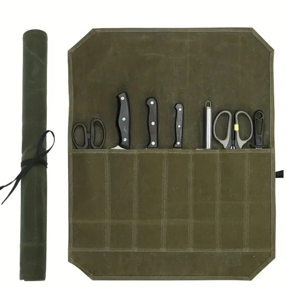 Borsa portaoggetti per coltelli in tela di cera bagnata Portacoltelli da chef Scatola portaoggetti per coltelli da cucina Custodia protettiva per coltelli da chef Borsa per coltelli portatile