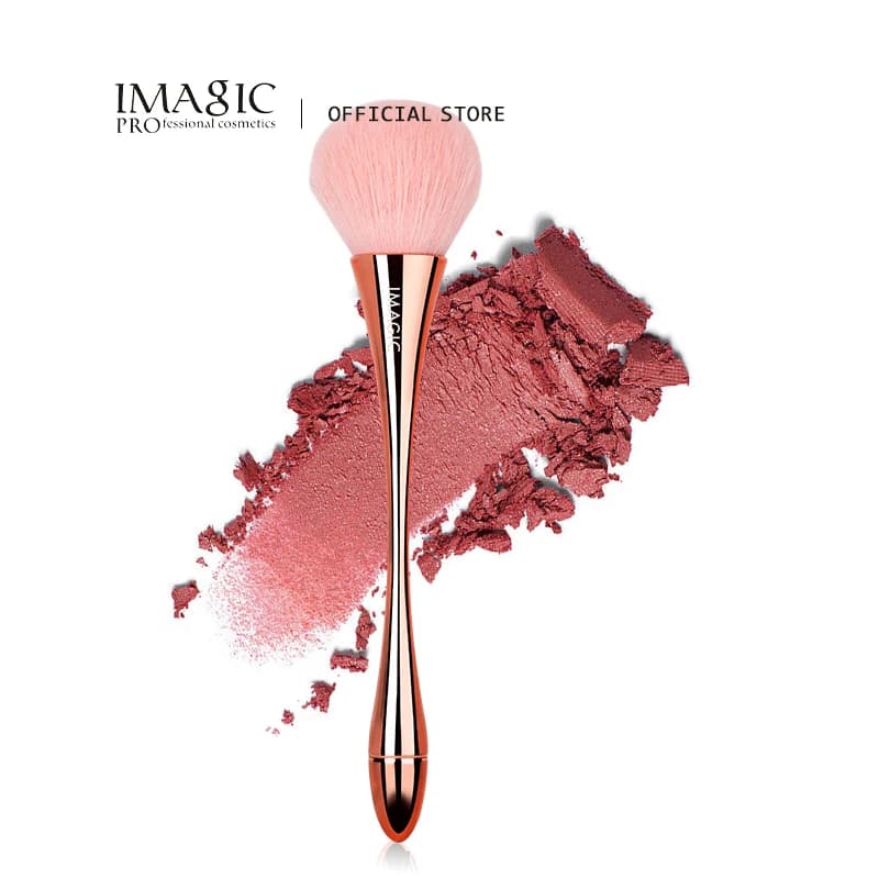 IMAGIC Makeup pennello per fard singolo evidenziatore in oro rosa cipria sfusa grande morbido e soffice strumento di bellezza professionale per il trucco sintetico