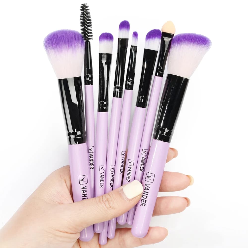 Purple 8 pieces Set of brushes for makeup cosmetics foundation powder Blush brushes for makeup shady Kabuki Blending Brush tools for facial beauty