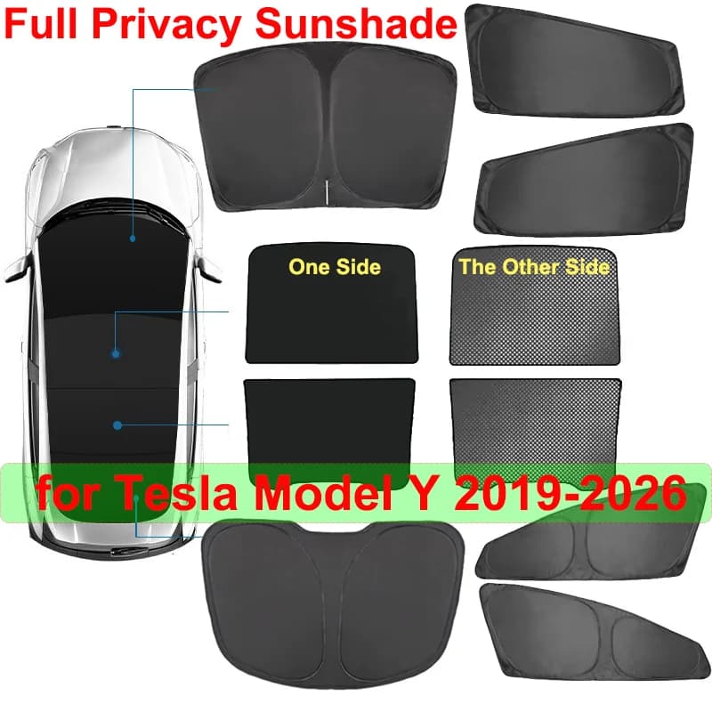 Parasole Completo per Auto Tesla Model Y Juniper 2026, Copertura Ombreggiante per Tetto in Vetro, Protezione UV per Finestrini, Visiera per Bambini 2025