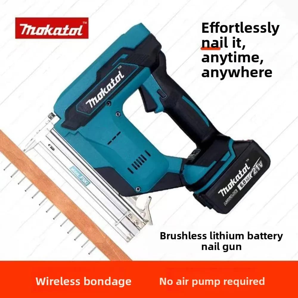 Makita DFN350 Pistola per punti metallici a percussione elettrica senza fili Chiodi dritti Pistola per rivettatura Strumenti di carpenteria compatibili con batteria da 18 V