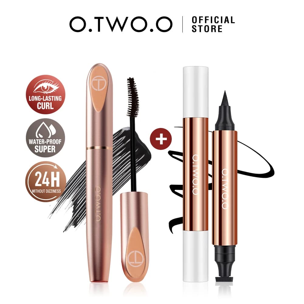 O.TWO.O Eyeliner Stamp 5D Mascara Black Liquid Eyeliner Waterproof Fast Dry Smudge-Proof volumizing Eyeliner Makeup Set