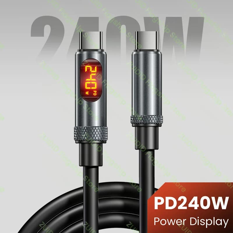 Display a LED PD240W Cavo da USB C a USB C per iPhone 15 16 Pro 5A Cavo dati di tipo C a ricarica rapida per MacBook Pro Xiaomi Samsung 2M