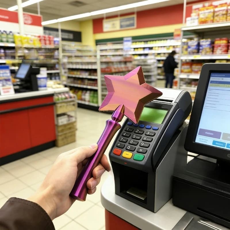 Bacchetta Magica 3D Stampata da 36 CM con Funzione Tap to Pay, Porta Carte NFC, Stick per Pagamenti Contactless, Ciondolo Creativo, Regalo di Compleanno, Giocattolo