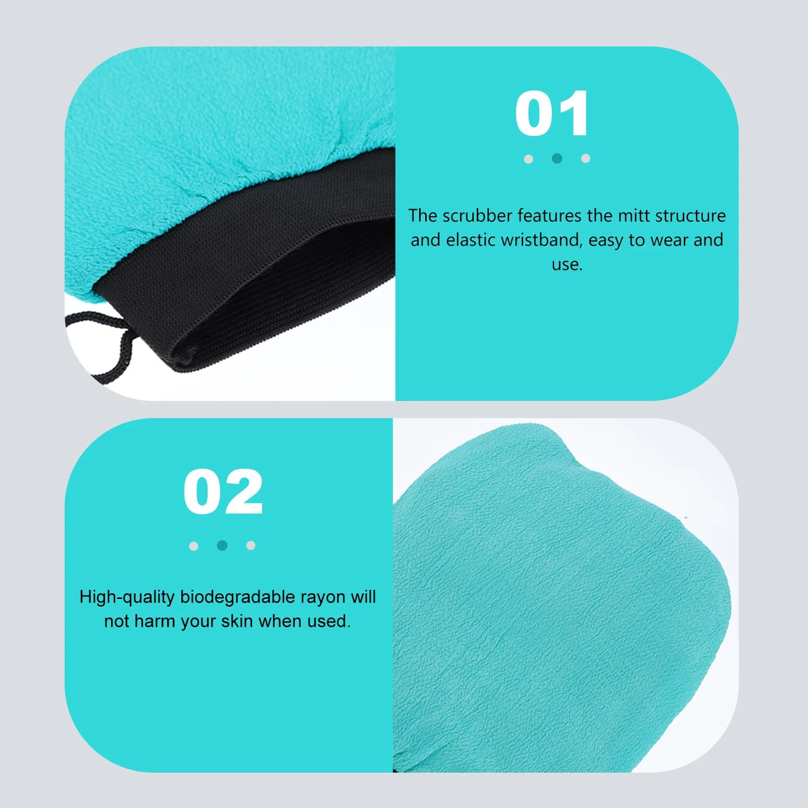 Set di 4 Guanti Esfolianti da Bagno, Strumento per la Pulizia della Pelle, per Corpo, Braccia, Gambe, Petto e Schiena, Massaggio Delicato e Confortevole