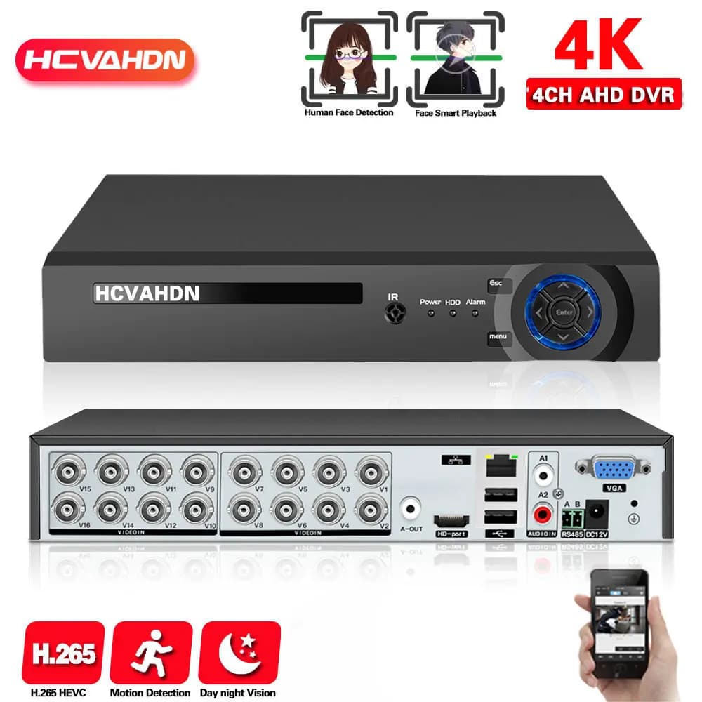 Face Detection XMEYE 4K 16CH CCTV AHD DVR Video di sorveglianza Recoder H.265 16 canali DVR ibrido NVR Sistema di sicurezza 8MP XVI TVI