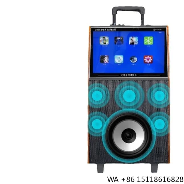 All-in-One Mobile KTV Karaoke Machine Outdoor Mobile Speaker with Display Screen for Square Dance 218V Karaoke Video Player