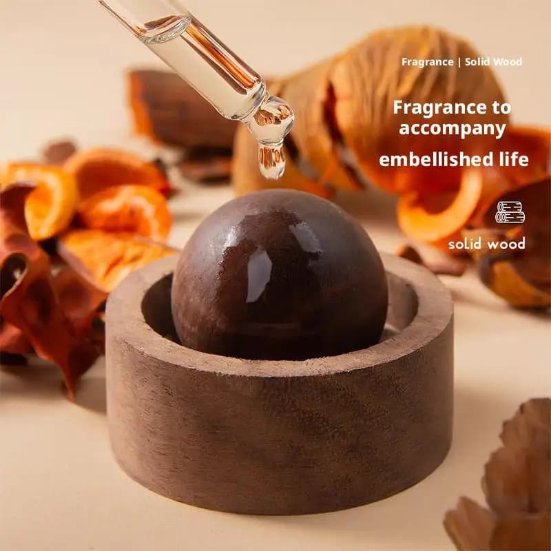 Diffusore di oli essenziali con sfera di legno di noce nera, fragranza, aromaterapia creativa, legno profumato montato su veicolo X9Z0