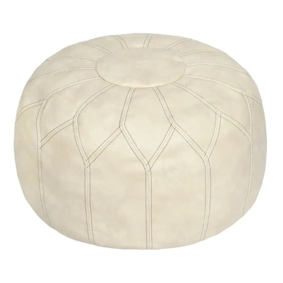 Pouf Ottomano Marocchino in Ecopelle Non Imbottito con Contenitore, Fatto a Mano, Stile Boho Chic, Poggiapiedi Multiuso per Soggiorno, Camera da Letto, Patio