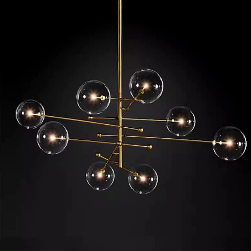 Lampade a Sospensione LED di Lusso in Stile Nordico, Design ad Anello con Bolle di Vetro, Illuminazione Decorativa per Casa, Ristorante, Lobby, Outlet di Fabbrica