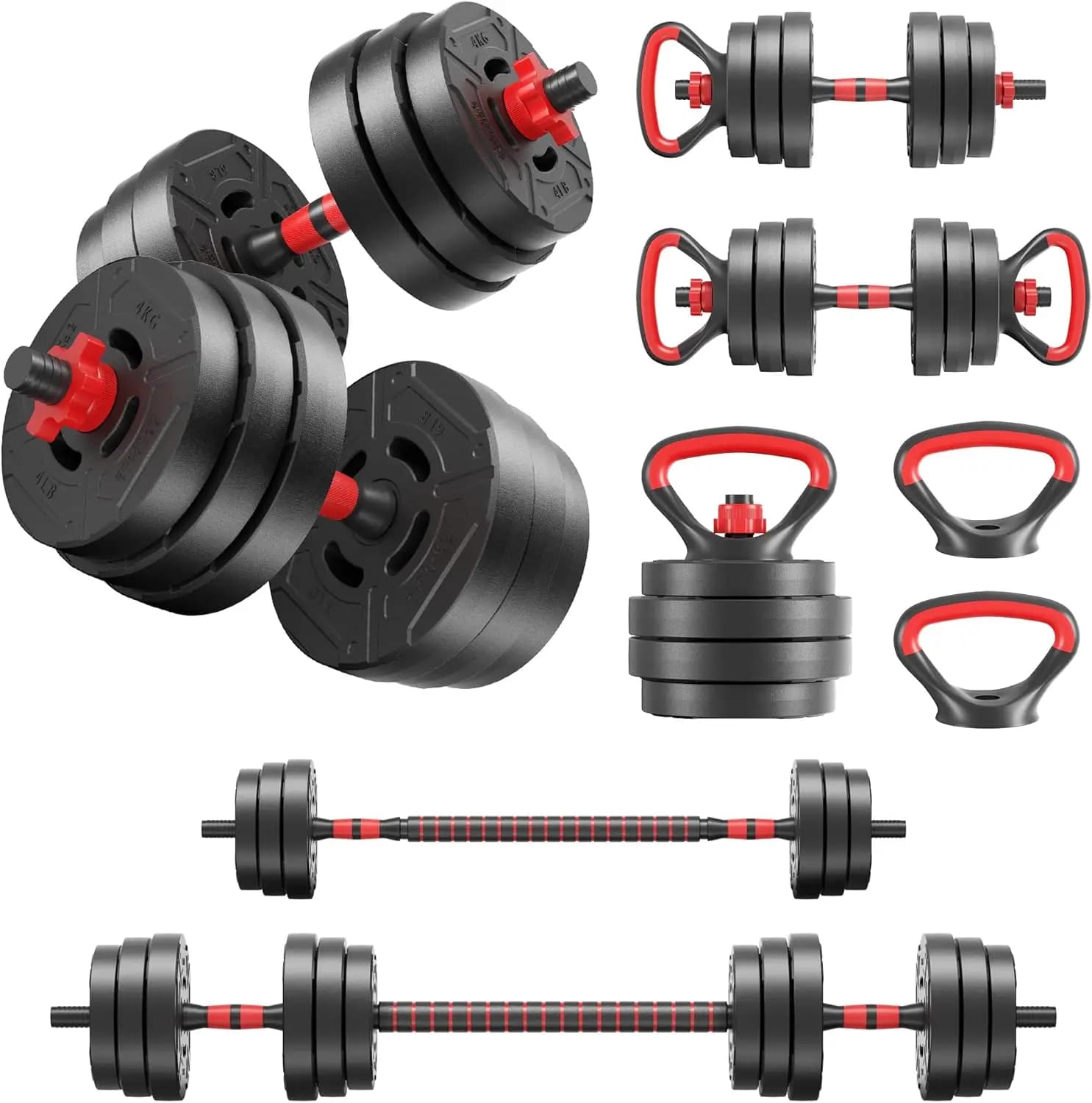 Adjustable Manubri Set, Libra and Kettlebell, 40 or 60 Libras, Multifunctional Home Gym Equipment