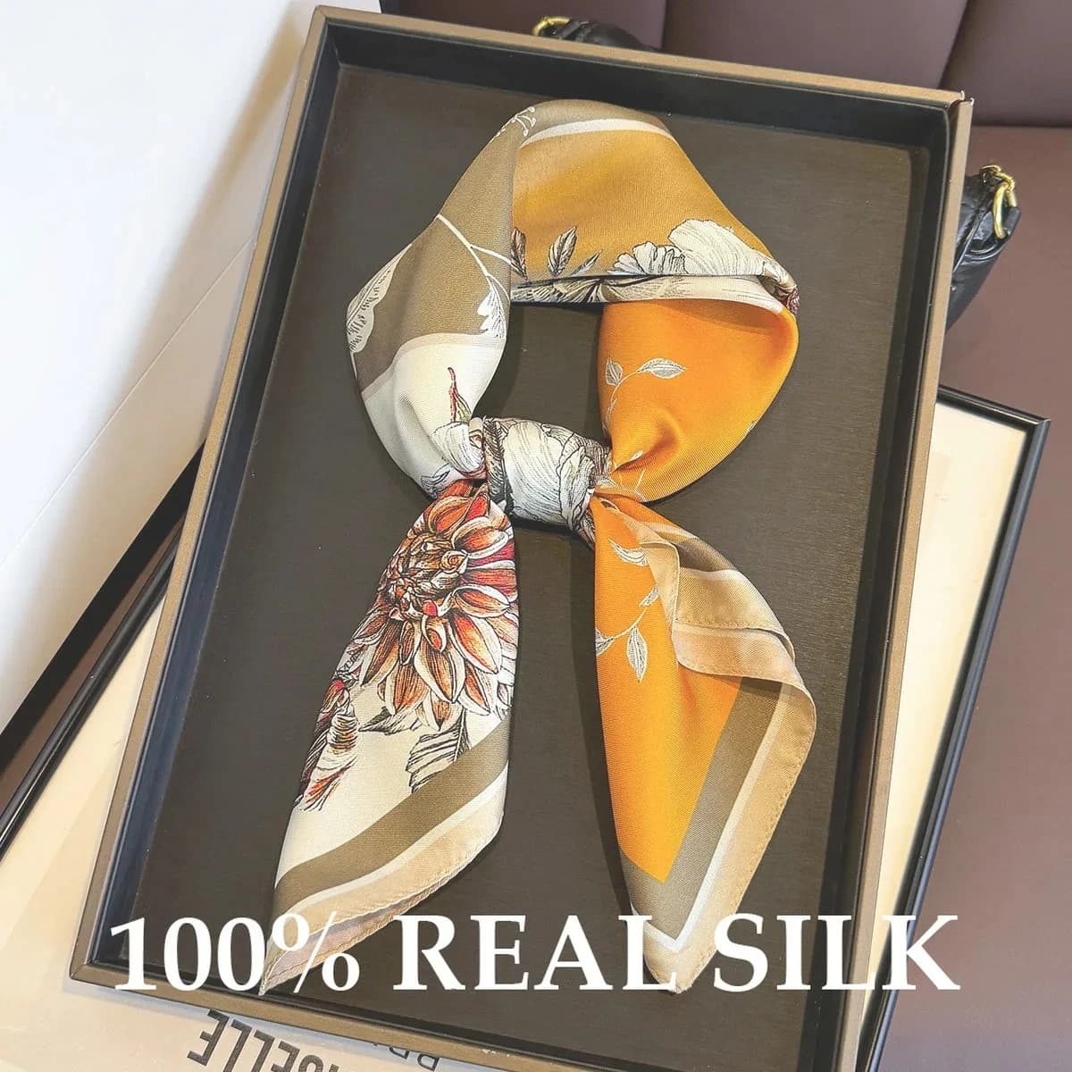 Foulard Quadrato 100% Seta Vera, Sciarpa Estiva Protettiva dal Sole, Sciarpa per Capelli, Fascia Multifunzionale Decorativa, Accessorio per Borsa