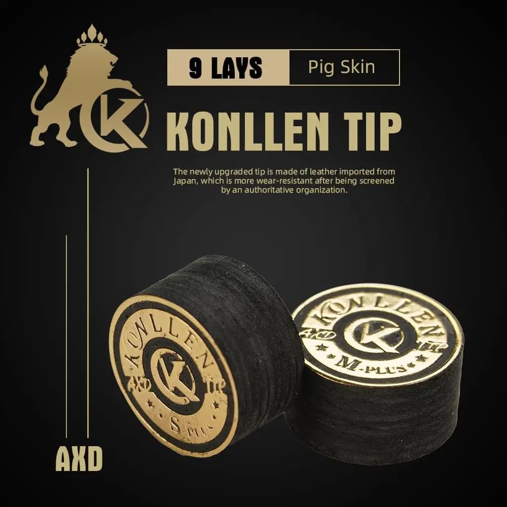 KONLLEN Pool Cue Stick Tip with 14mm M/H Multi-Layers Professional Billiard cue tip for Billiard Accessories