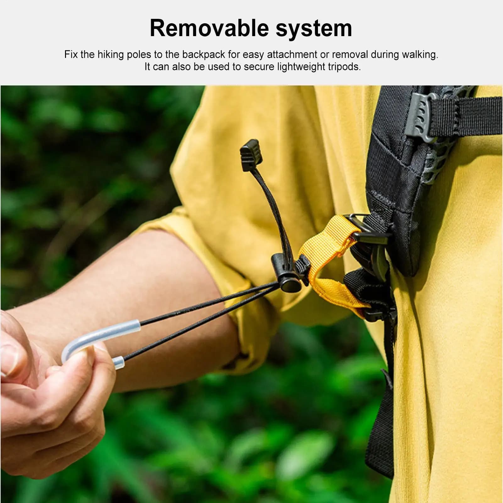 Backpack Trekking Pole Holder Portable Hands Free Elastic Rope Trekking Pole Fixing Strap For Travel Trail Camping Outdoor