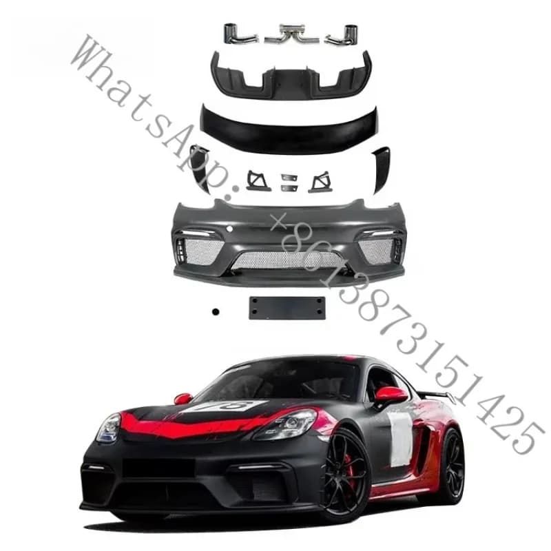 Suitable PP Style Body Kits 718 Cayman Boxster, Front Bumper, Rear Diffuser, Vent, Spoiler, Carbon Fiber Look, Customize