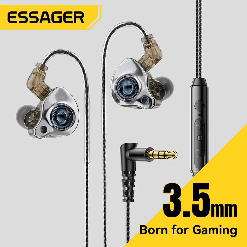 Essager 3.5mm In Ear Conch Auricolare cablato HiFi Cuffie dinamiche Monitor Auricolari intercambiabili Tipo C Auricolare cablato digitale