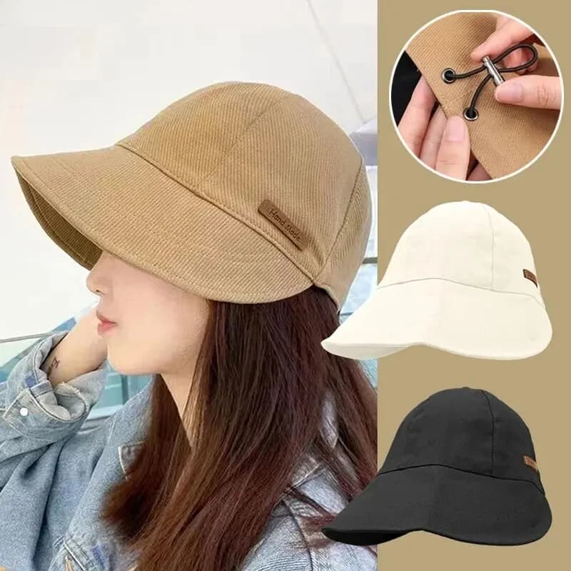 Cappello da Sole Pieghevole da Donna, Estivo, da Spiaggia, da Pescatore, con Protezione Solare UV, Regolabile, in Cotone, a Tesa Larga, Tipo Bucket