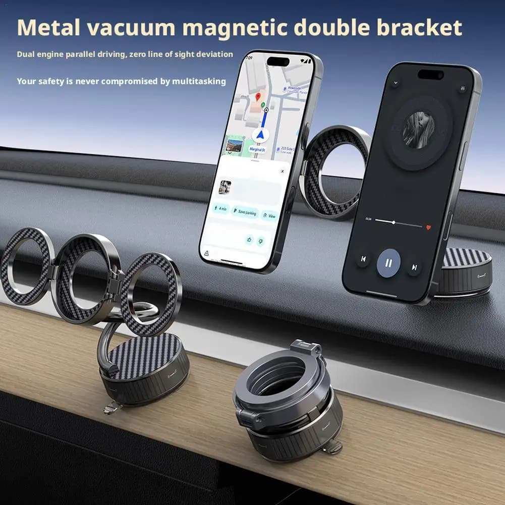 Per supporto per telefono magnetico a doppia testa rotazione ventosa supporto per auto staffa per telefono supporto per telefono pieghevole regolabile cruscotto