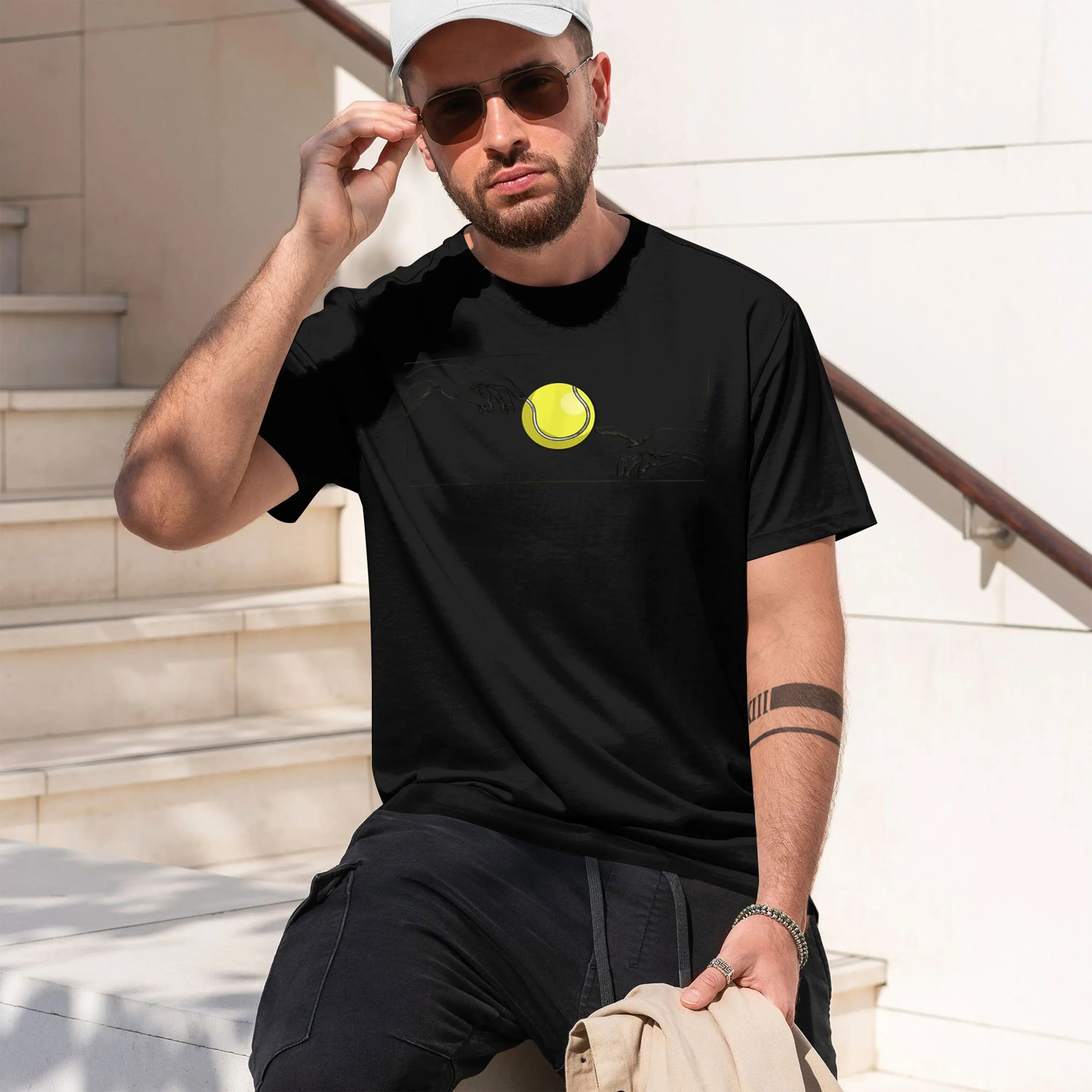 Tennis Ball Hand Exchange Men's T-Shirt Sporty Design Summer Casual Wear Gift For Tennis Lovers 2026 New Model Short-sleeve crew