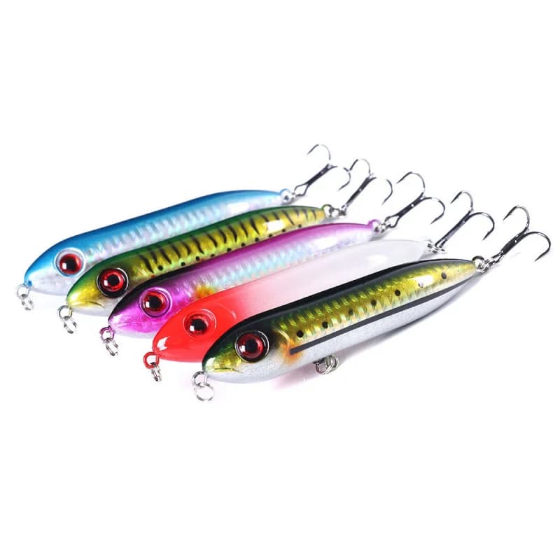 Esca Galleggiante a Forma di Matita Bianca 10CM-12G-6 # Amo per esche artificiali rigide da bass, esche finte a zig-zag per luccio, attrezzatura da pesca
