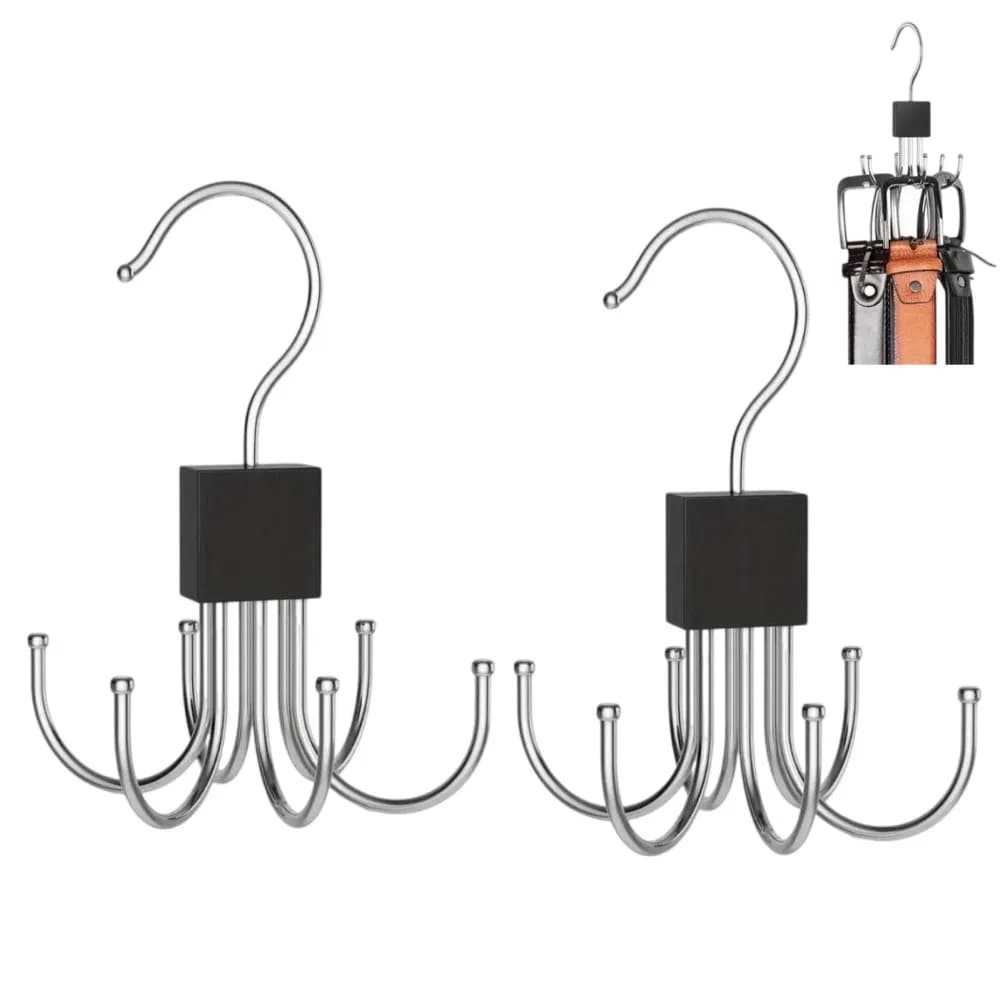 Gancio Girevole per Cinture con 6 Ganci, Organizzatore per Armadio, Resistente Portaoggetti per Cinture, Sciarpe, Cappelli, Cravatte e Borse