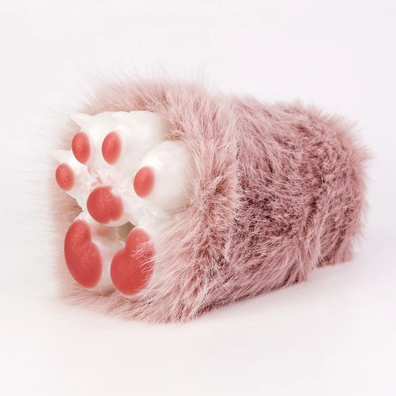 17*11*10cm Lovely White Cat Paw Furry Male Masturbator Fur Artificial Vagina Pocket Pussy Adult Sex Toys for Men Penis Massager