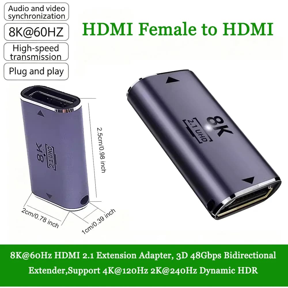 HDMI 2.1 to Mini Micro Cable Adapter Mini Micro Converter 48Gpbs 8K60HZ 4K120HZ Suitable for HDTV Projector Lapto