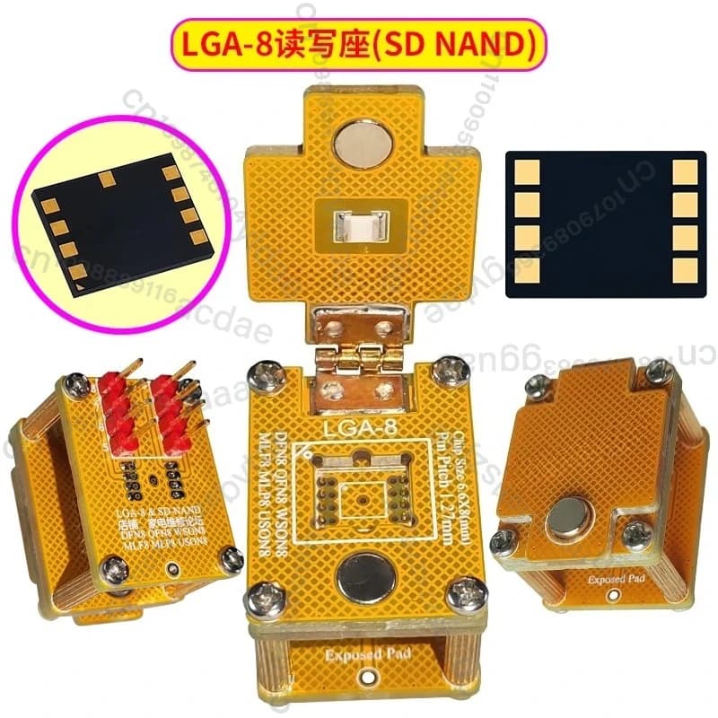 Socket di Test LGA-8 per Lettura/Scrittura, Socket SD-NAND 1.27 6X8 con Pin Interni Ribaltabili per IC