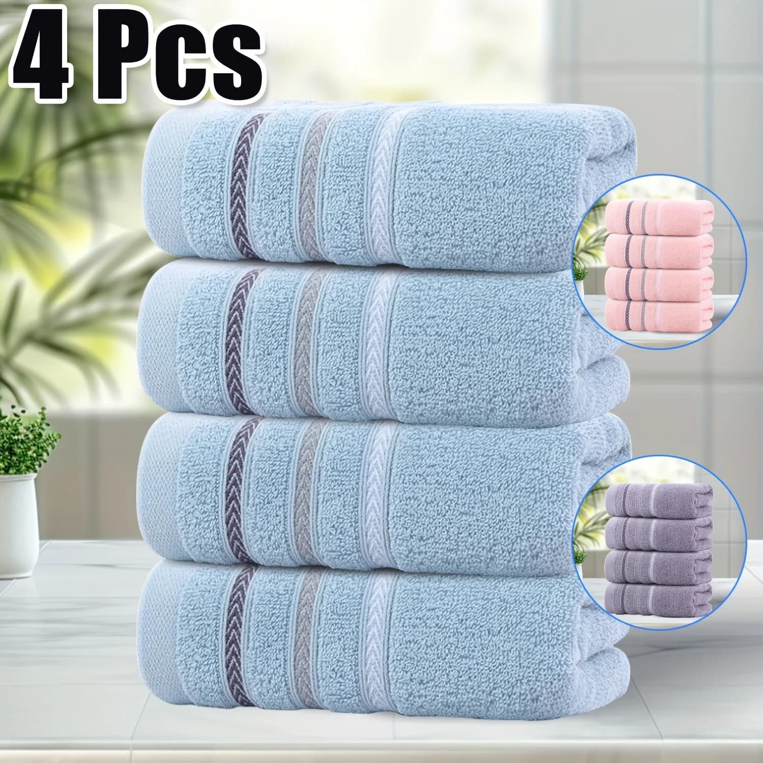 Set di 4 Asciugamani Viso 100% Cotone, Asciugamani di Lusso ad Asciugatura Rapida e Assorbenti per Palestra, Campeggio, Viaggi, Set Multiuso Morbido
