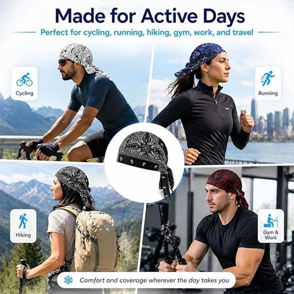 Lightweight Breathable Hijab Caps Quick Dry Elastic Bandana Headscarf Comfortable UV Protection Cycling Head Wrap Running