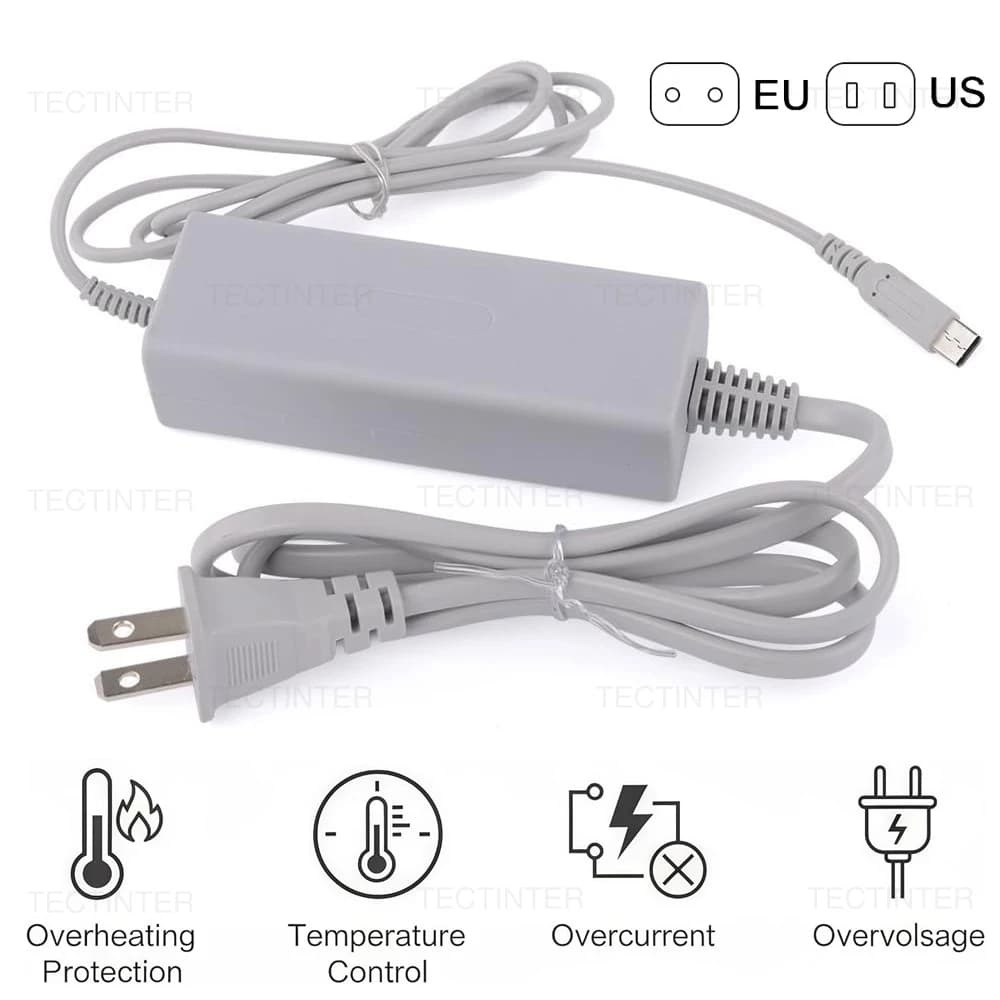 Per console Wii U Spina UE/USA Caricatore da muro Adattatore CA Cavo di alimentazione compatibile con accessori per gamepad Nintendo Wii U