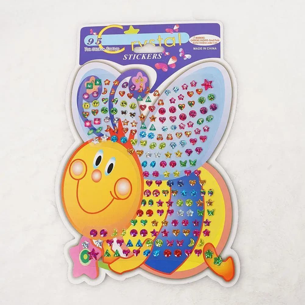 Fashion Cute 1 Sheet Cartoon Reward Crystal Stickers Toy Wonderful Children Stickers Earring Stickers For Kids Funny Toy