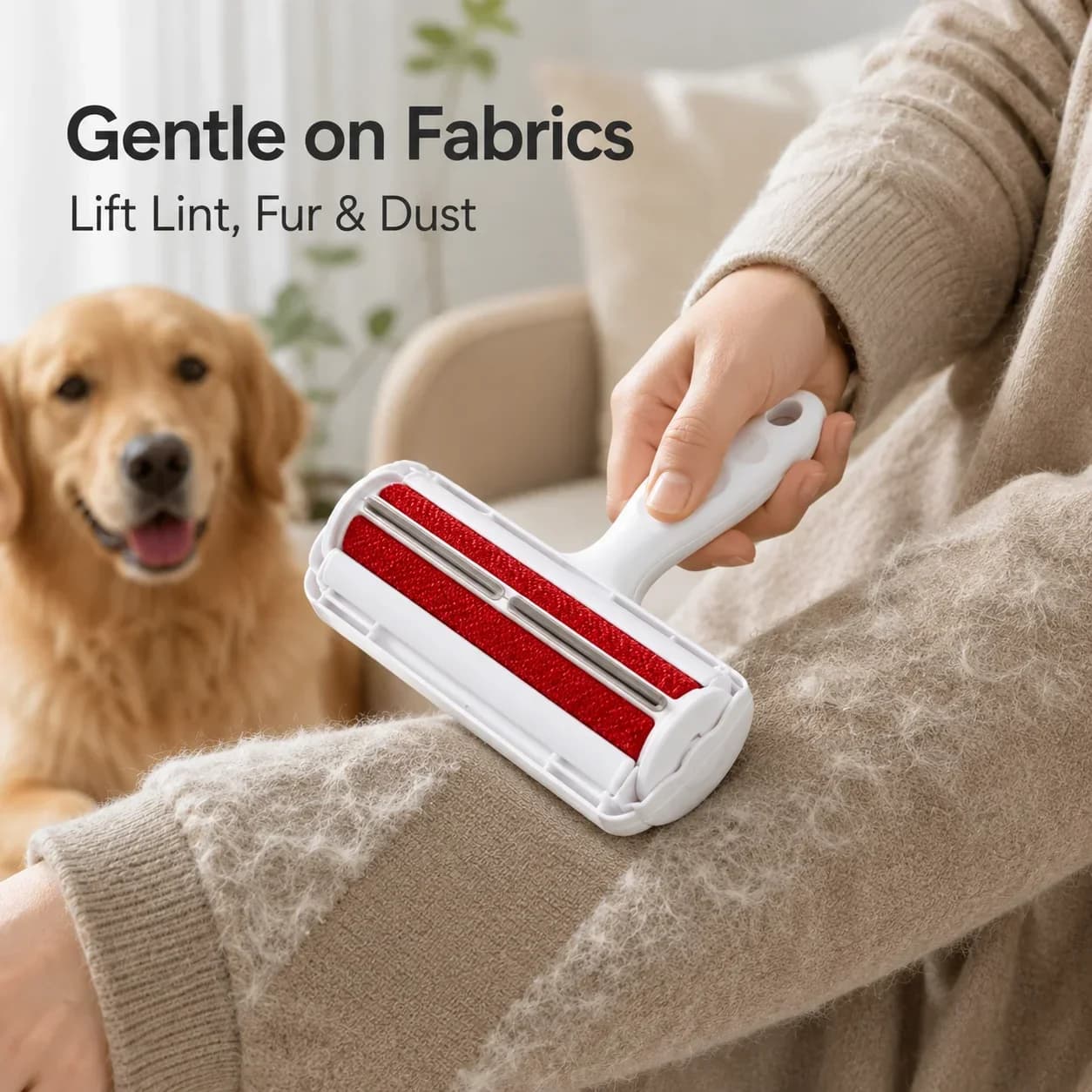 Cat Dog Deshedding Comb, Upgraded Pet Hair Remover Brush, Lint Roller with One-Button Hair Release