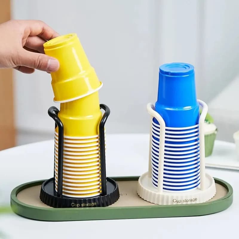 Dispenser per bicchieri da tavolo, 1/2 pezzi, in plastica per bicchieri usa e getta, salvaspazio per bagno, cucina, ufficio, bancone