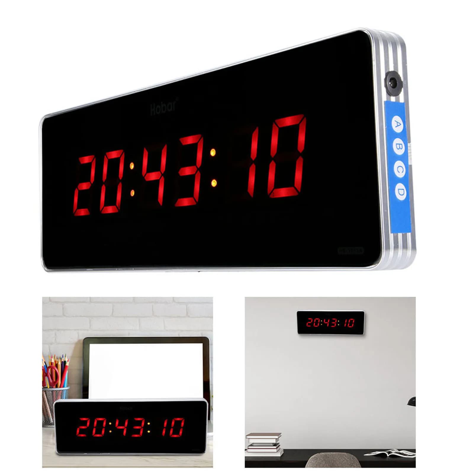 Digital LED Watch in Aluminum Alloy, Office and Bedroom Wall Clocks