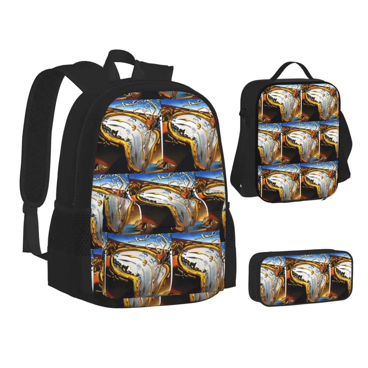 Zaini Salvador Dali, borsa per libri per studenti, borse scolastiche, zaino per bambini, borsa per il pranzo, borsa per penne, set da tre pezzi