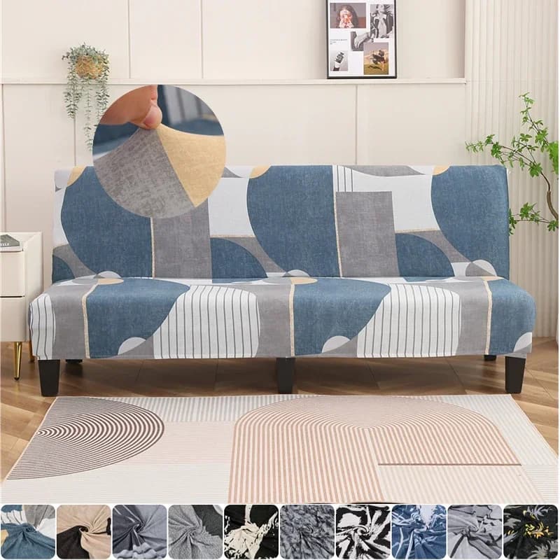Covers sofa bed without armrests printed in spandex Solid color without armrest Covers bench for home decoration for large foldable furniture elastic